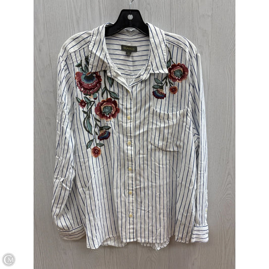 Top Long Sleeve By Style And Company In Blue & White, Size: Xxl