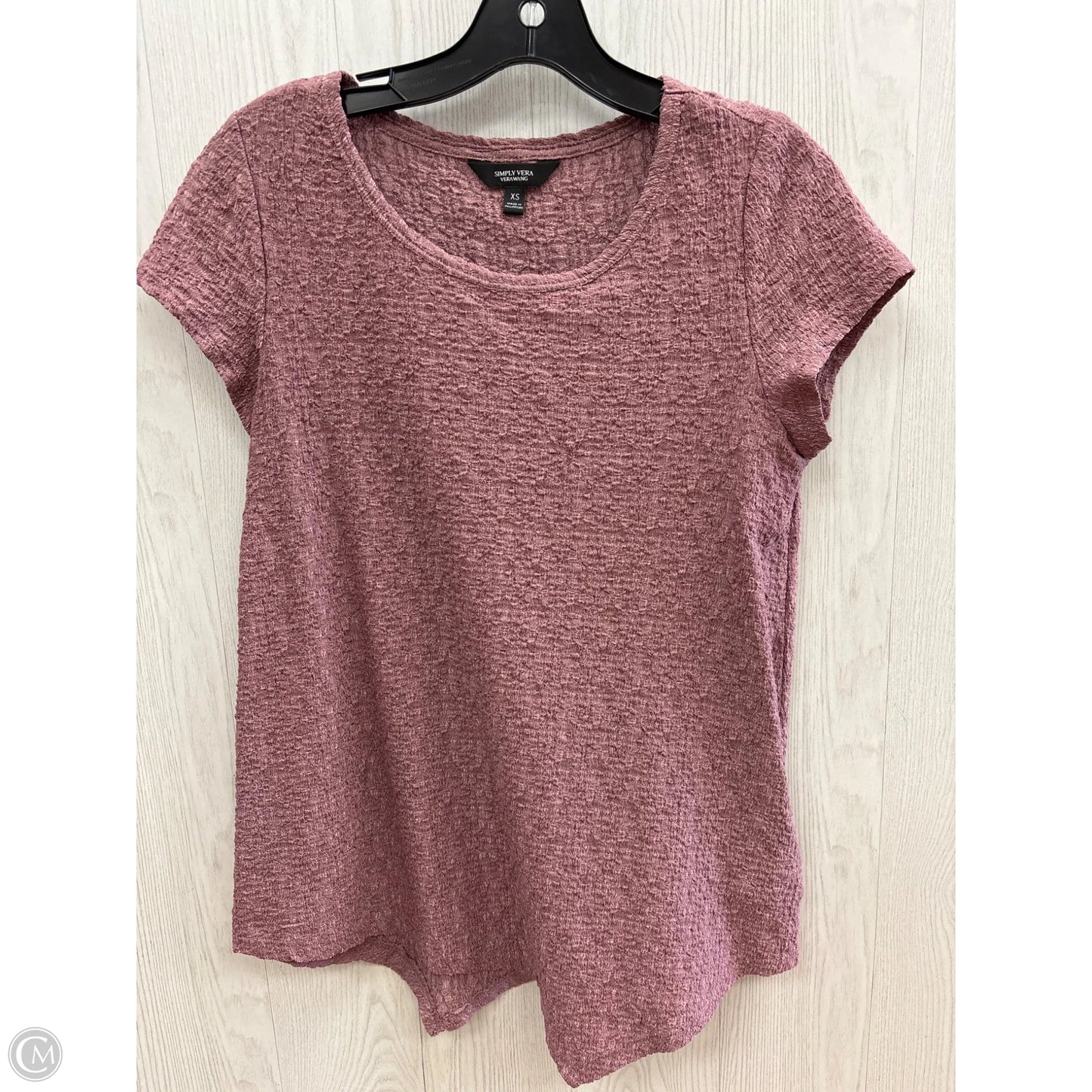 Top Short Sleeve Basic By Simply Vera In Mauve, Size: Xs