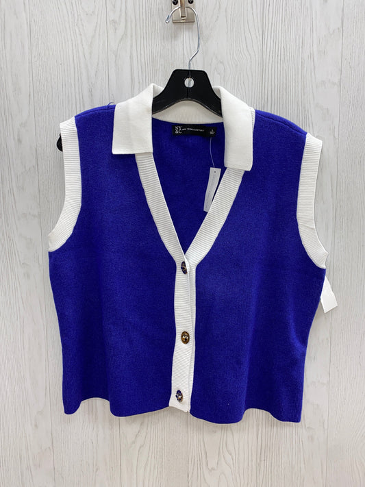 Sweater Short Sleeve By New York And Co In Blue & White, Size: L