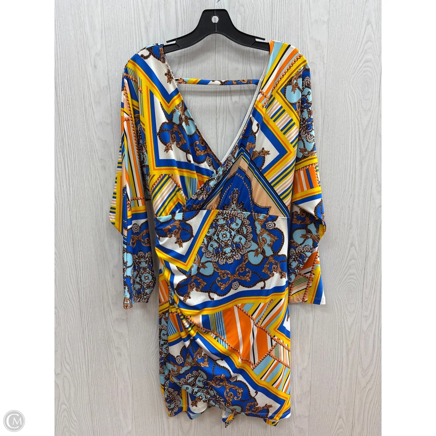 Dress Casual Midi By Venus In Blue & Orange, Size: L