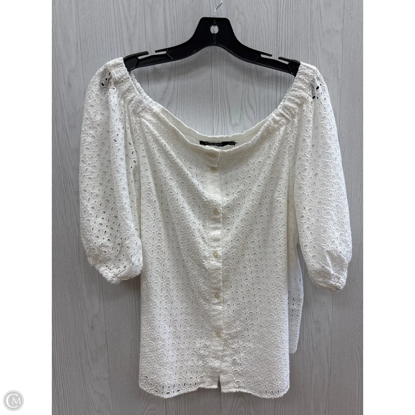 Top Short Sleeve By Lauren By Ralph Lauren In White, Size: L