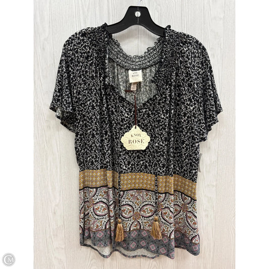 Top Short Sleeve By Knox Rose In Black White, Size: S