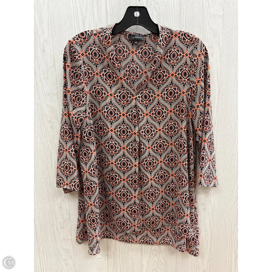 Top 3/4 Sleeve Basic By Limited In Grey & Orange, Size: S