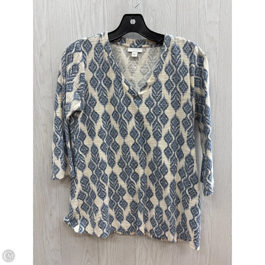 Top 3/4 Sleeve By Pure Jill In Blue & Cream, Size: Xs