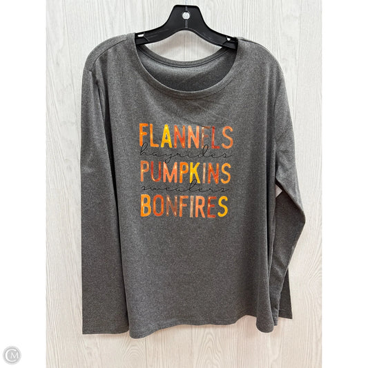 Top Long Sleeve By Clothes Mentor In Grey, Size: Xxl