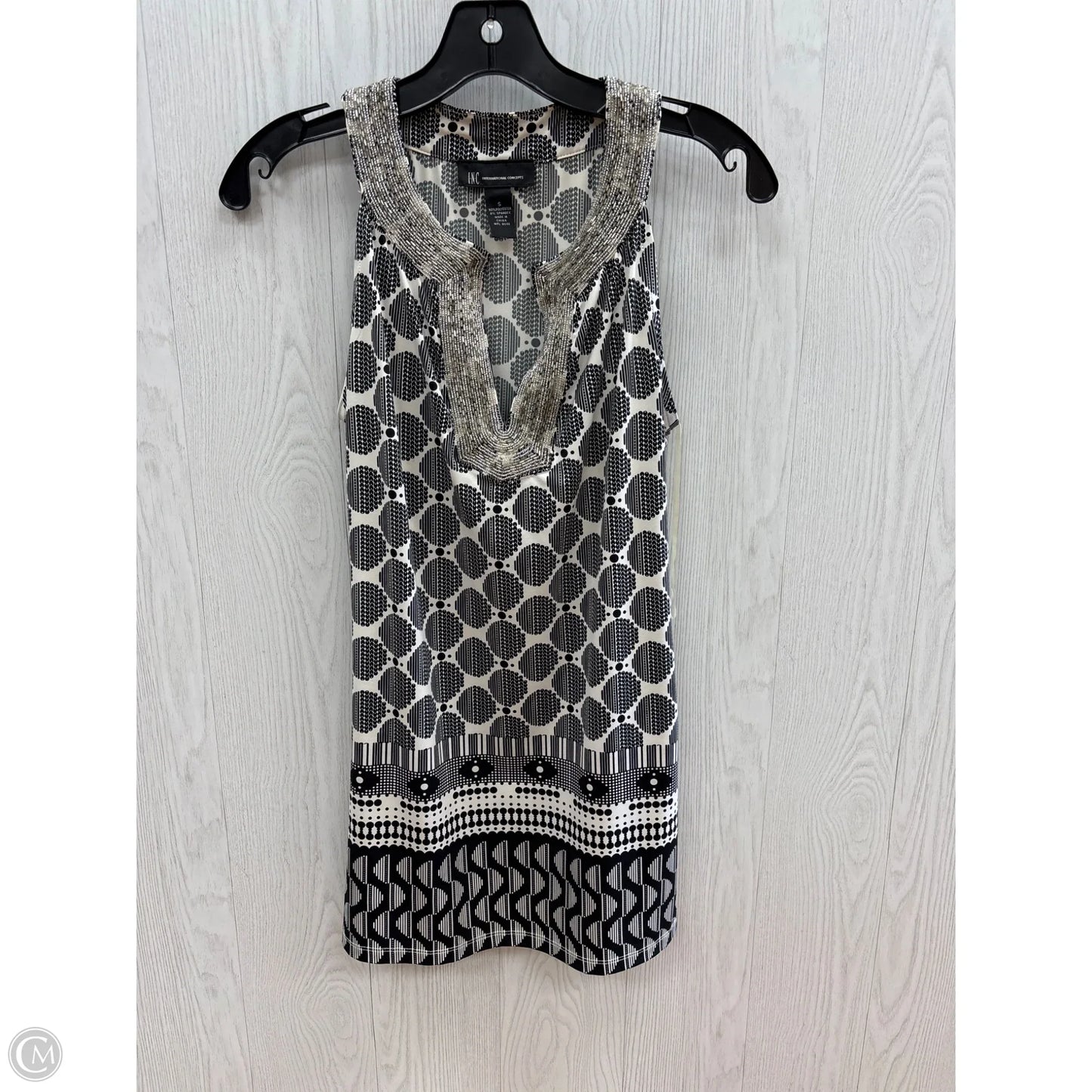 Top Sleeveless By International Concepts In Black & White, Size: S