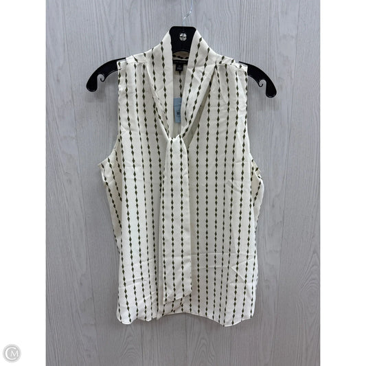 Top Sleeveless By Ann Taylor In Cream & Green, Size: Mp