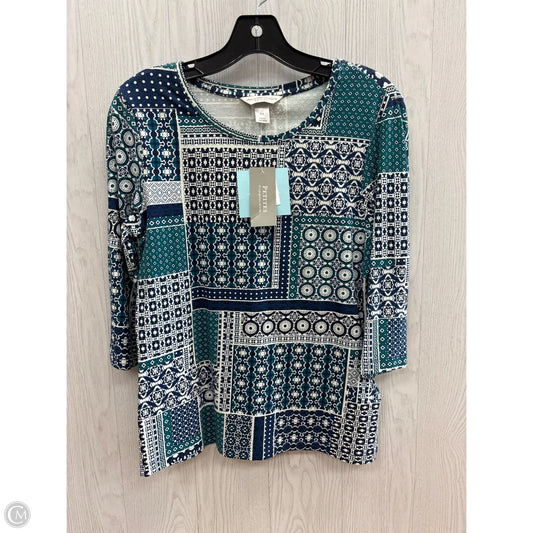 Top Short Sleeve By Christopher And Banks In Blue Green, Size: Petite   Small
