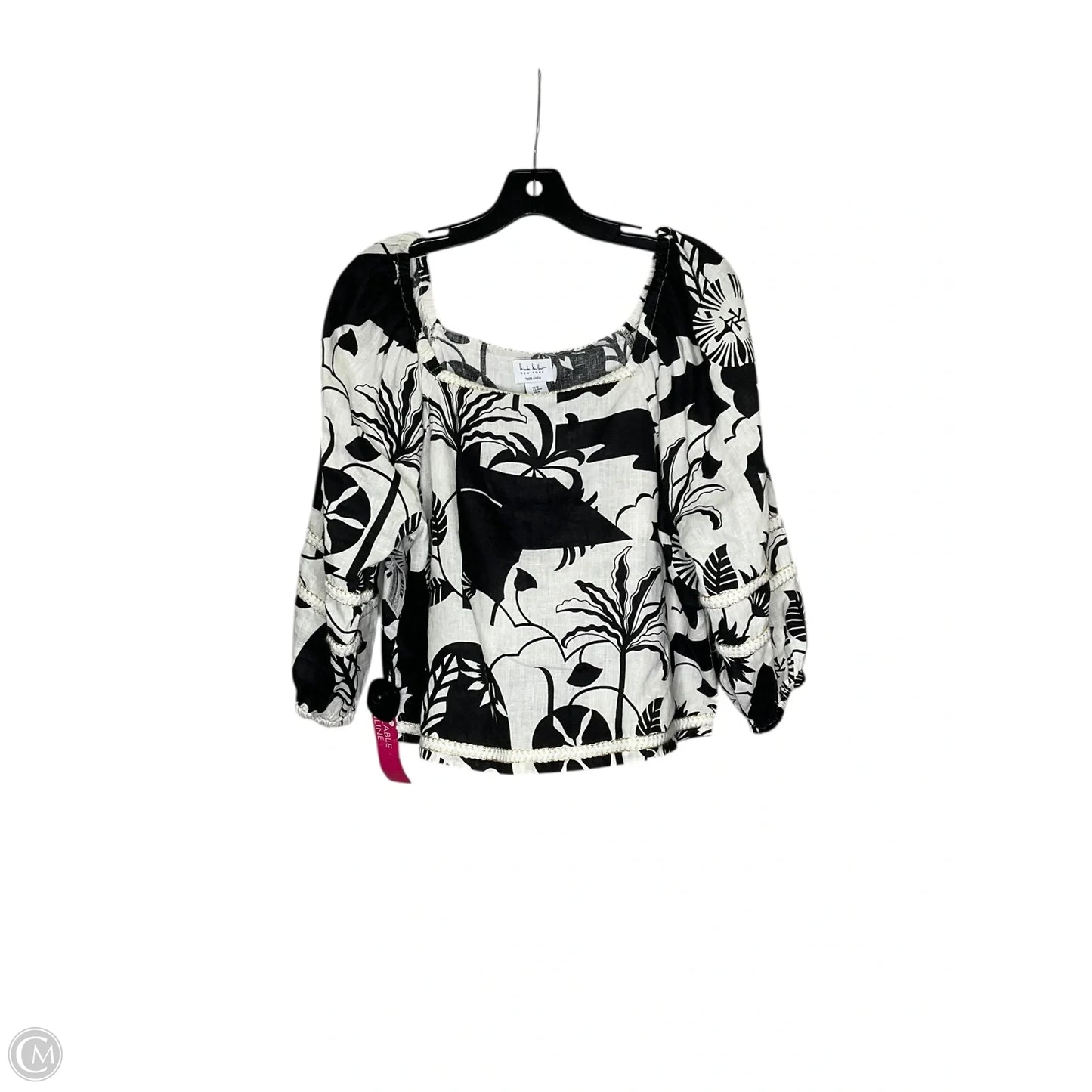 Top Short Sleeve By Nicole Miller In Black & White, Size: M