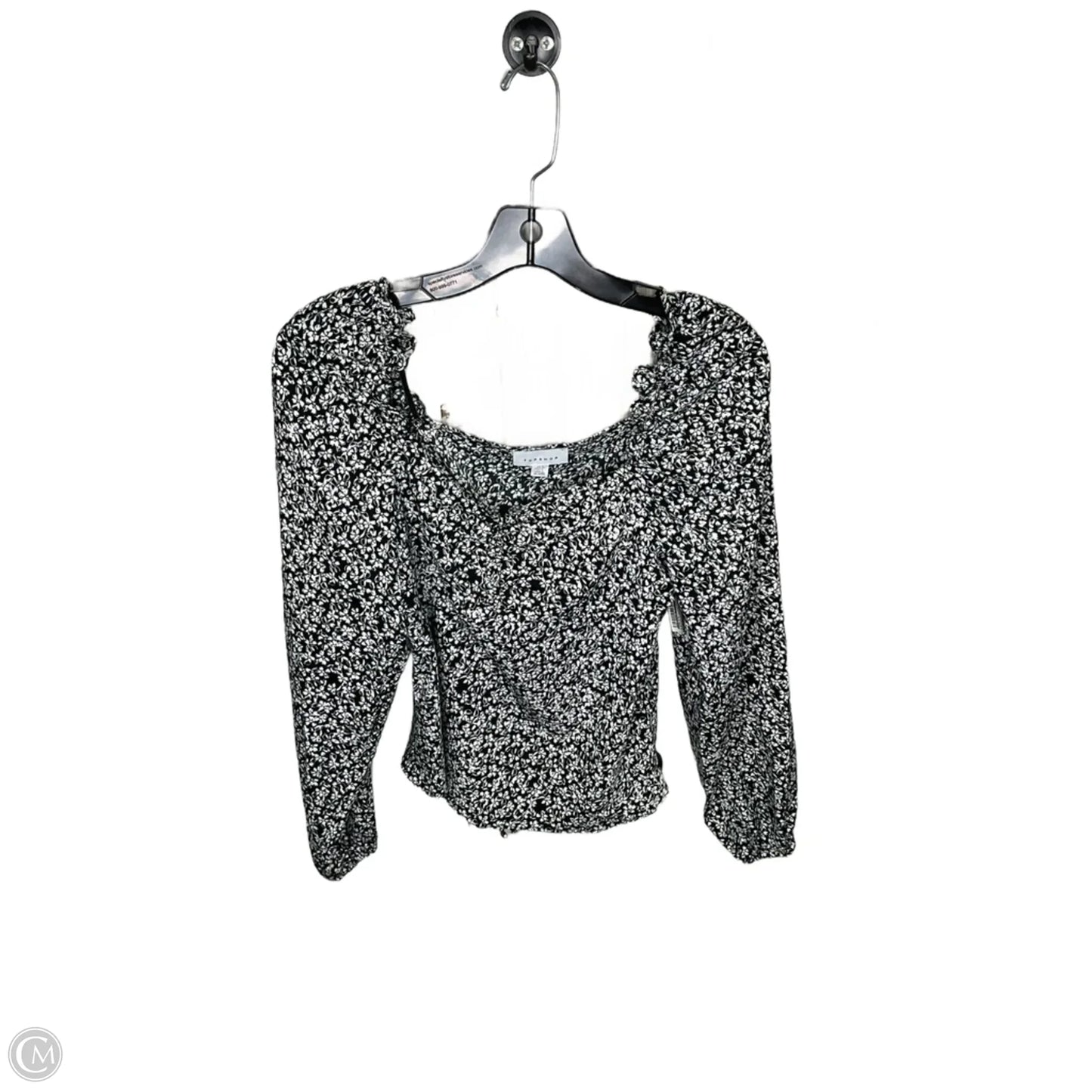 Top Long Sleeve By Topshop In Black & White, Size: S