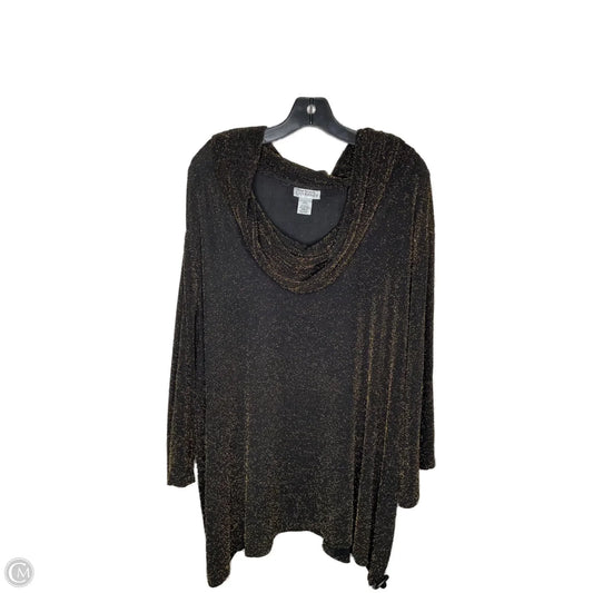 Top Long Sleeve By Maggie Barnes In Black & Gold, Size: 4x