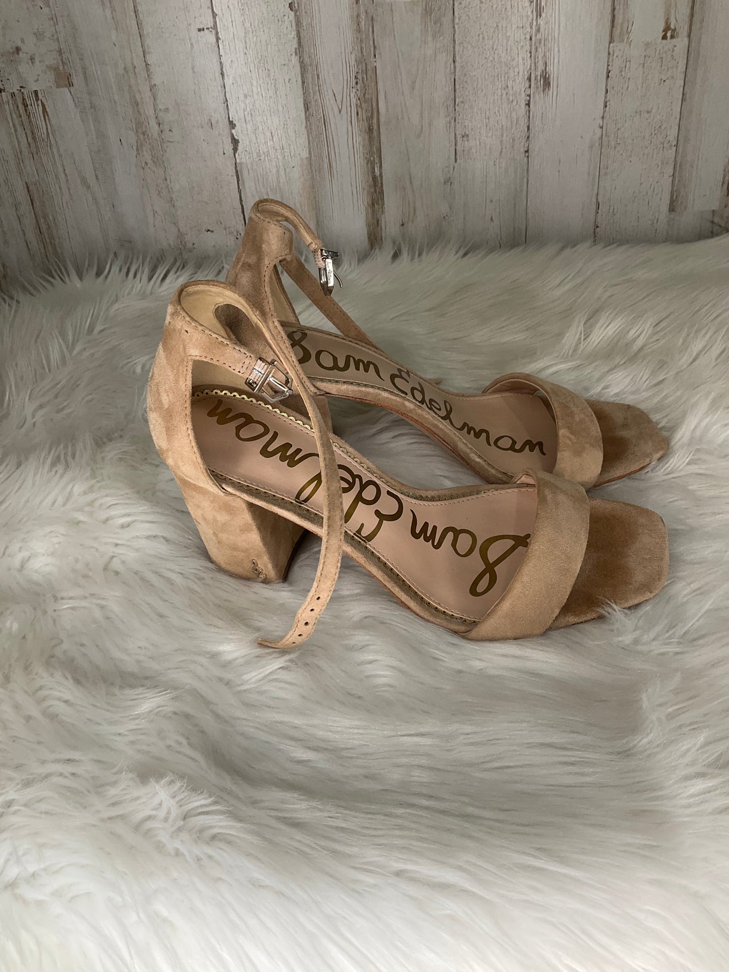 Tan Shoes Heels Block Sam Edelman, Size 7.5