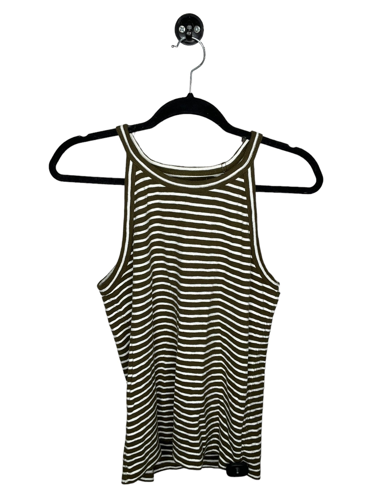 Top Sleeveless By Madewell In Green & White, Size: L