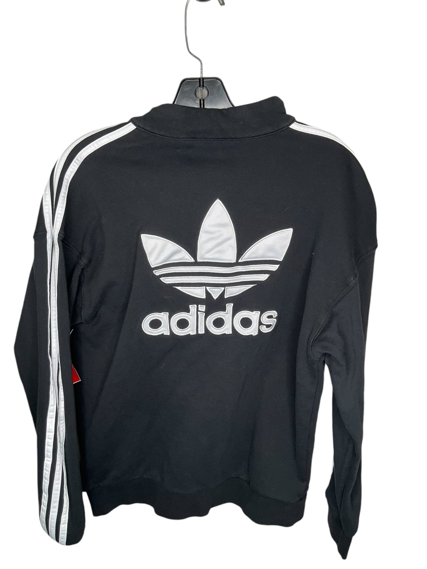 Athletic Top Long Sleeve Collar By Adidas In Black, Size: S