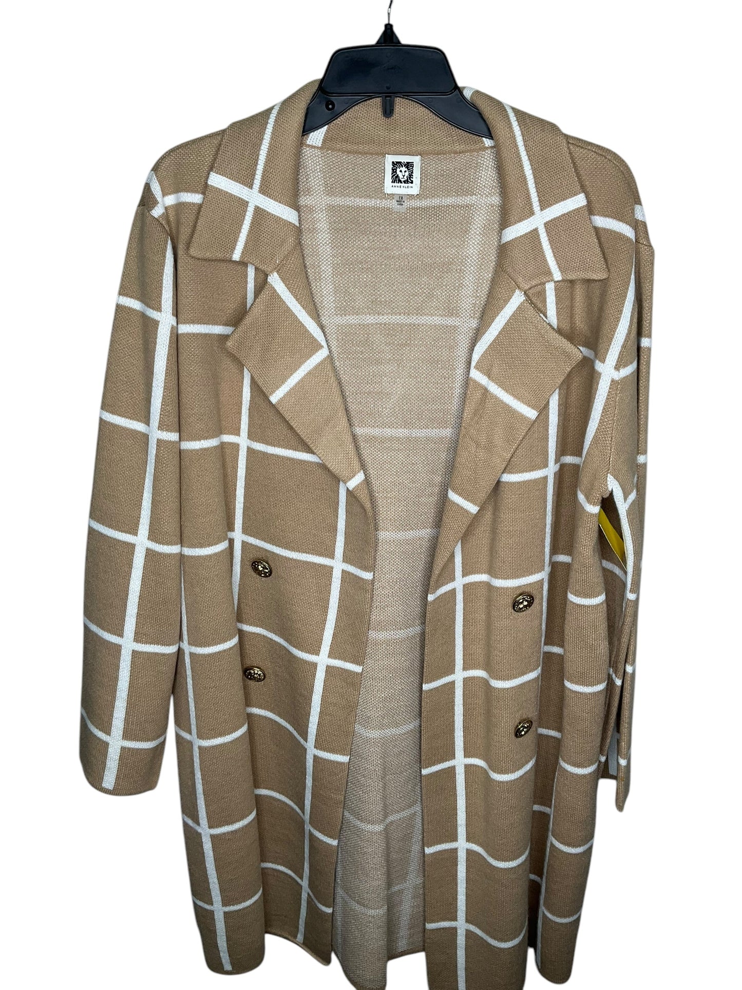 Jacket Shirt By Anne Klein In Brown & Cream, Size: 1x