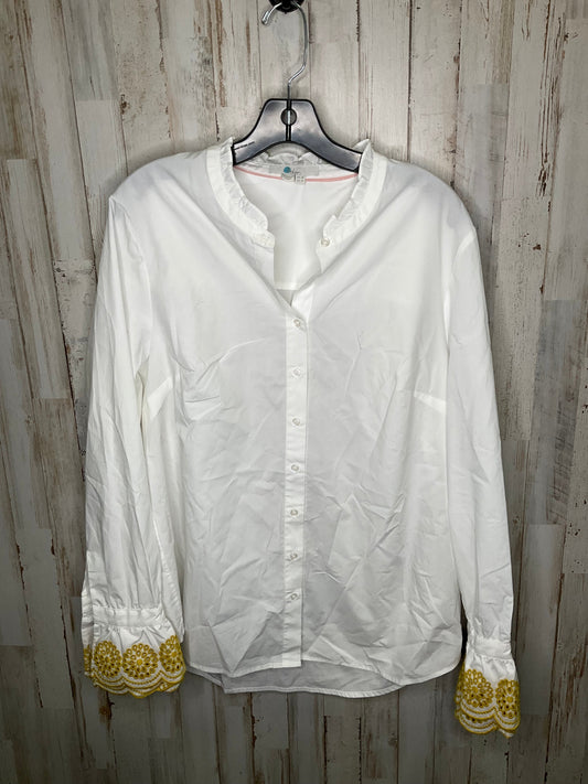 White & Yellow Top Long Sleeve Boden, Size 14