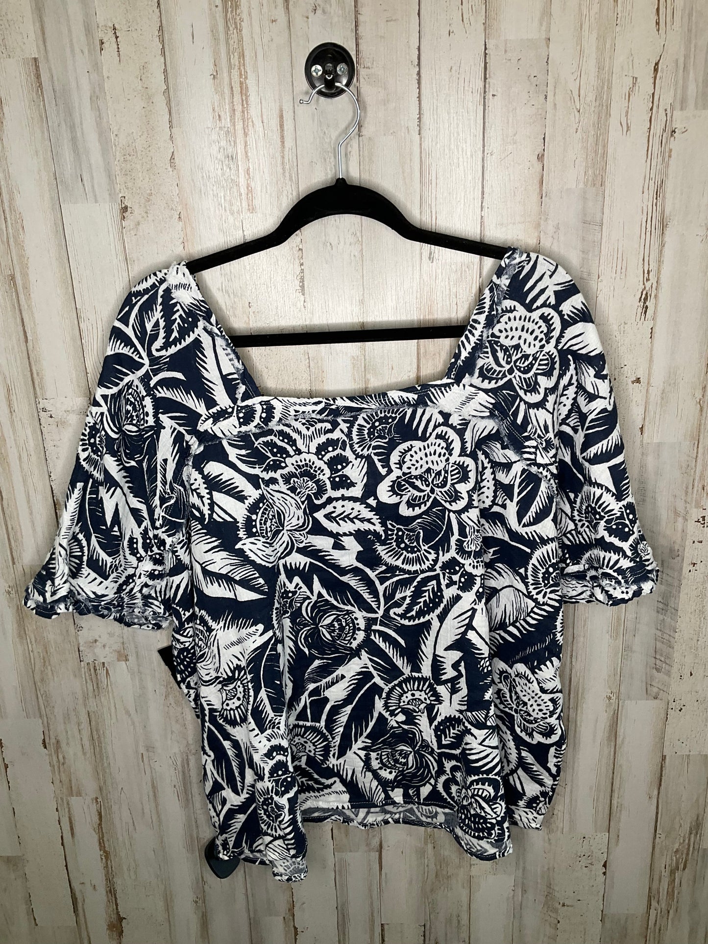 Navy Top Short Sleeve Wonderly, Size Xxl