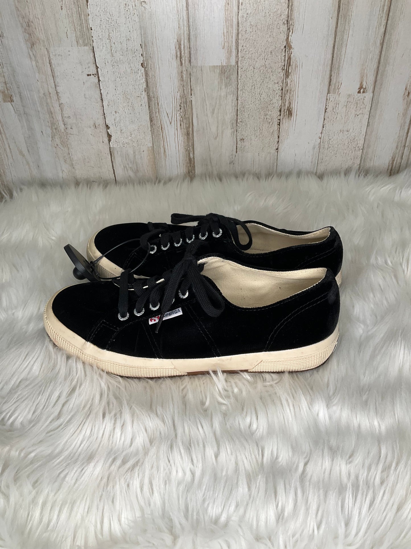 Black & Cream Shoes Sneakers Superga, Size 9