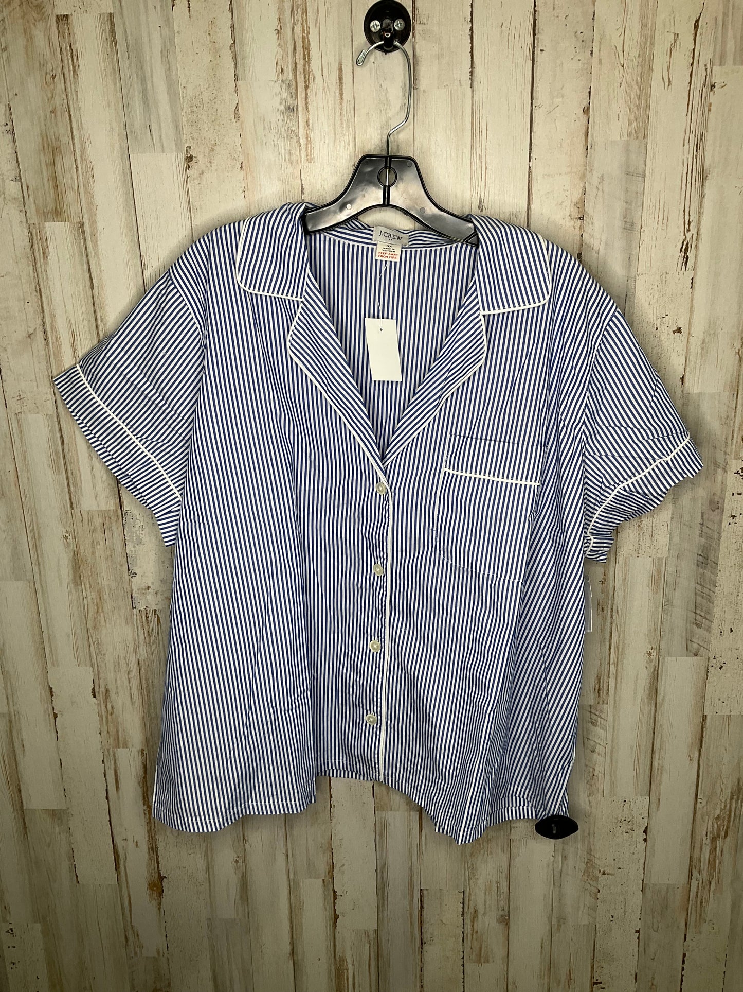 Blue & White Top Short Sleeve J. Crew, Size 3x