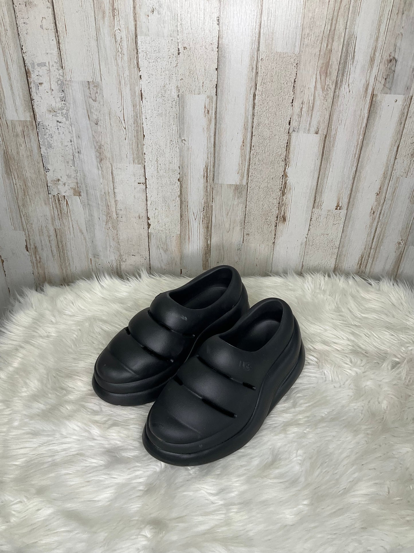 Black Sandals Heels Platform Ugg, Size 7