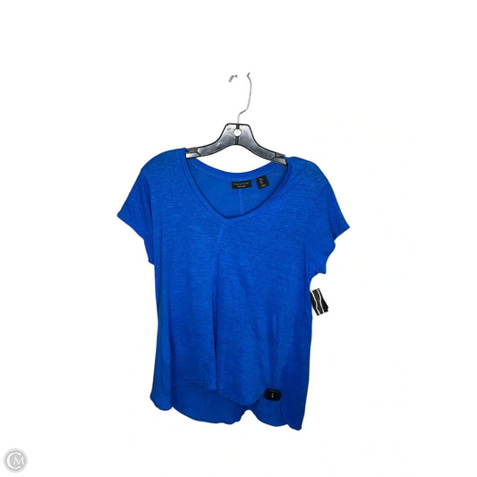 Top Short Sleeve By Tahari By Arthur Levine In Blue & Brown, Size: L