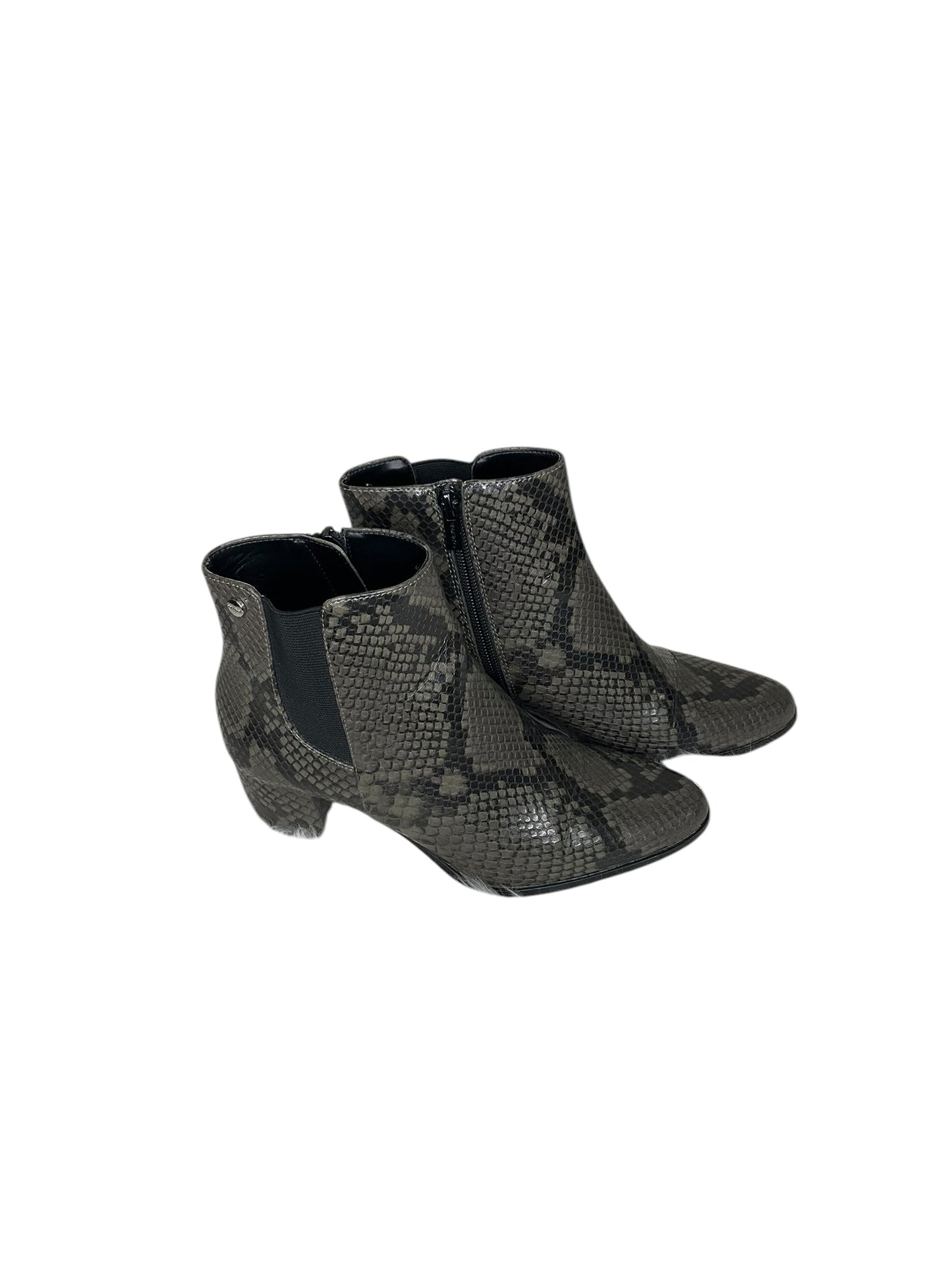 Boots Ankle Heels By Calvin Klein In Snakeskin Print, Size: 5.5