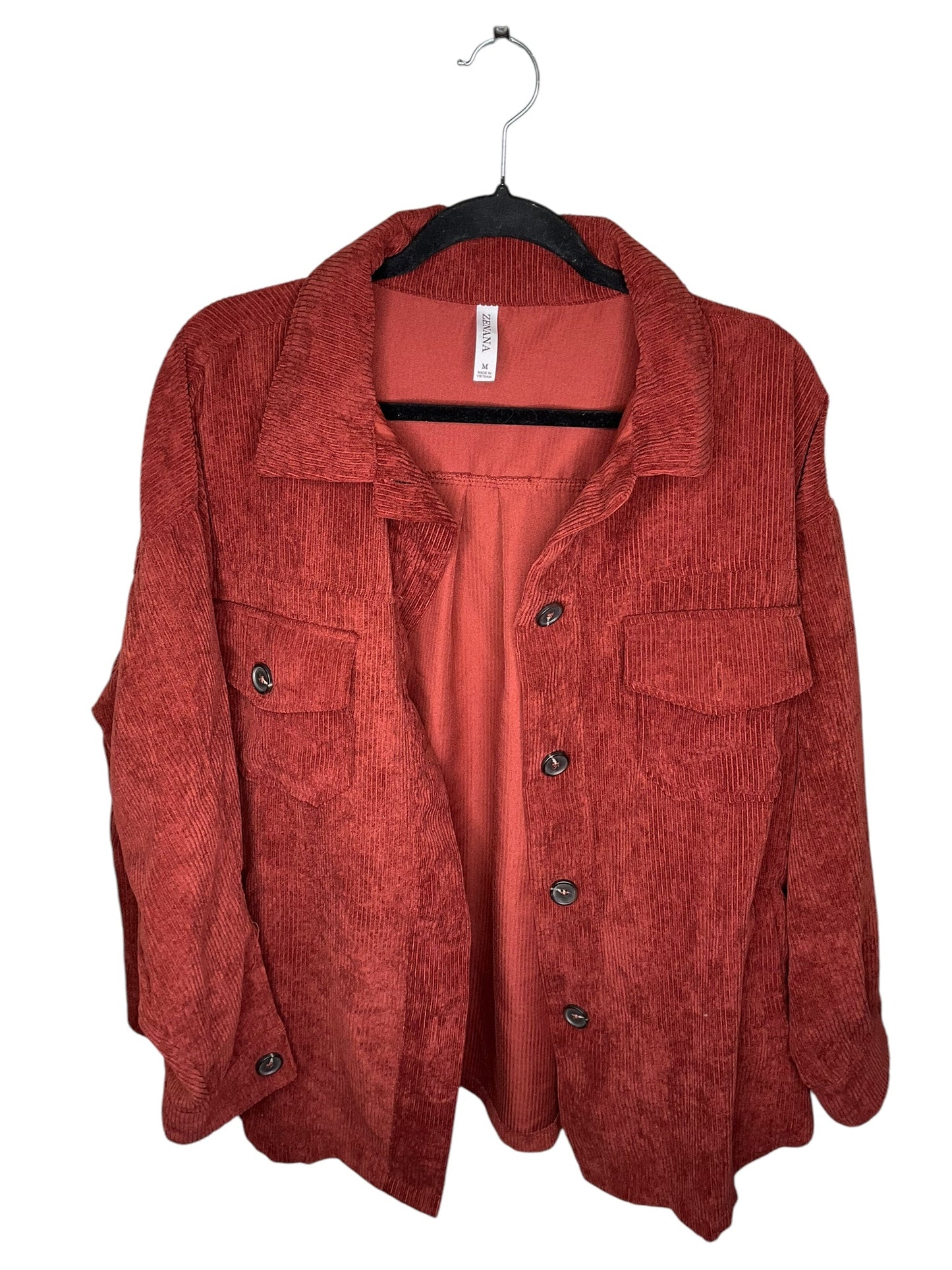 Jacket Shirt By Zenana Outfitters In Red, Size: M