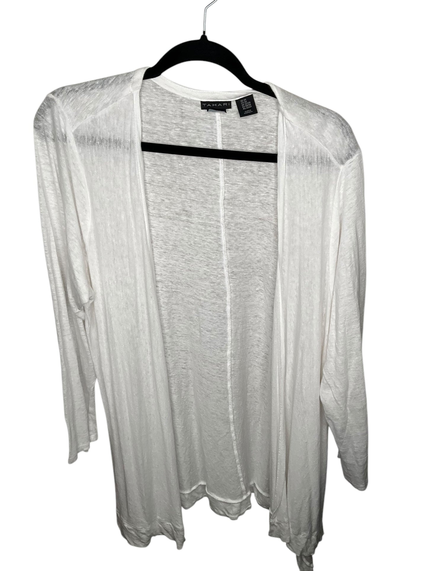 Cardigan By Tahari By Arthur Levine In White, Size: 2x