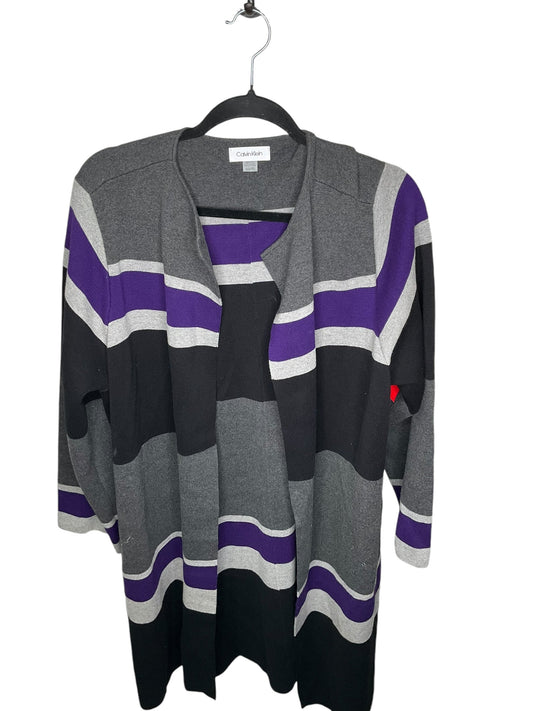 Cardigan By Calvin Klein In Black & Purple, Size: 1x