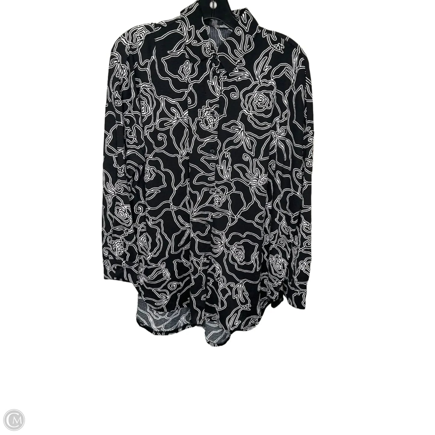 Top Long Sleeve By Fred David In Black & White, Size: S