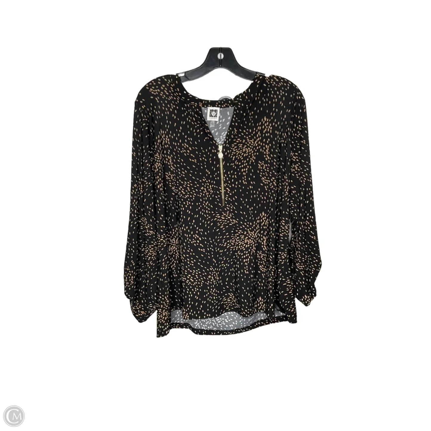 Top Long Sleeve By Anne Klein In Black & Tan, Size: Xl