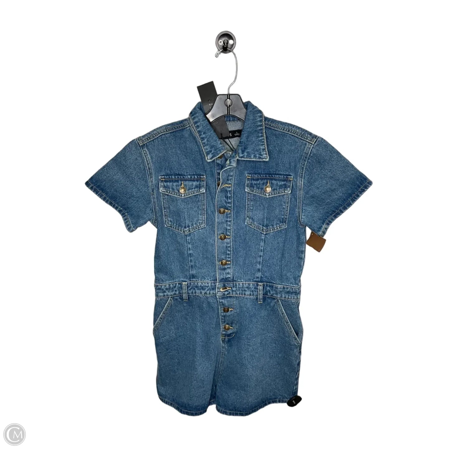 Romper By Clothes Mentor In Blue Denim, Size: L