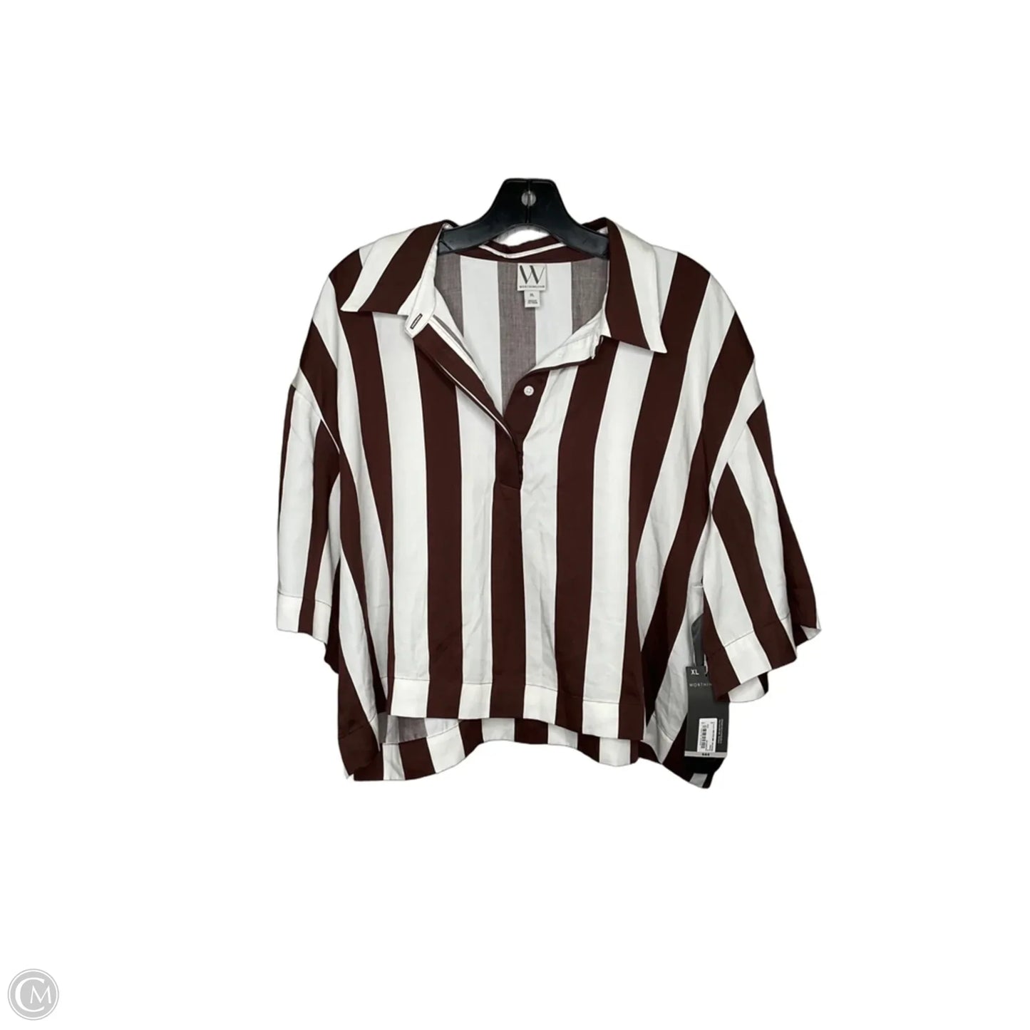 Top Short Sleeve By Worthington In Striped Pattern, Size: Xl