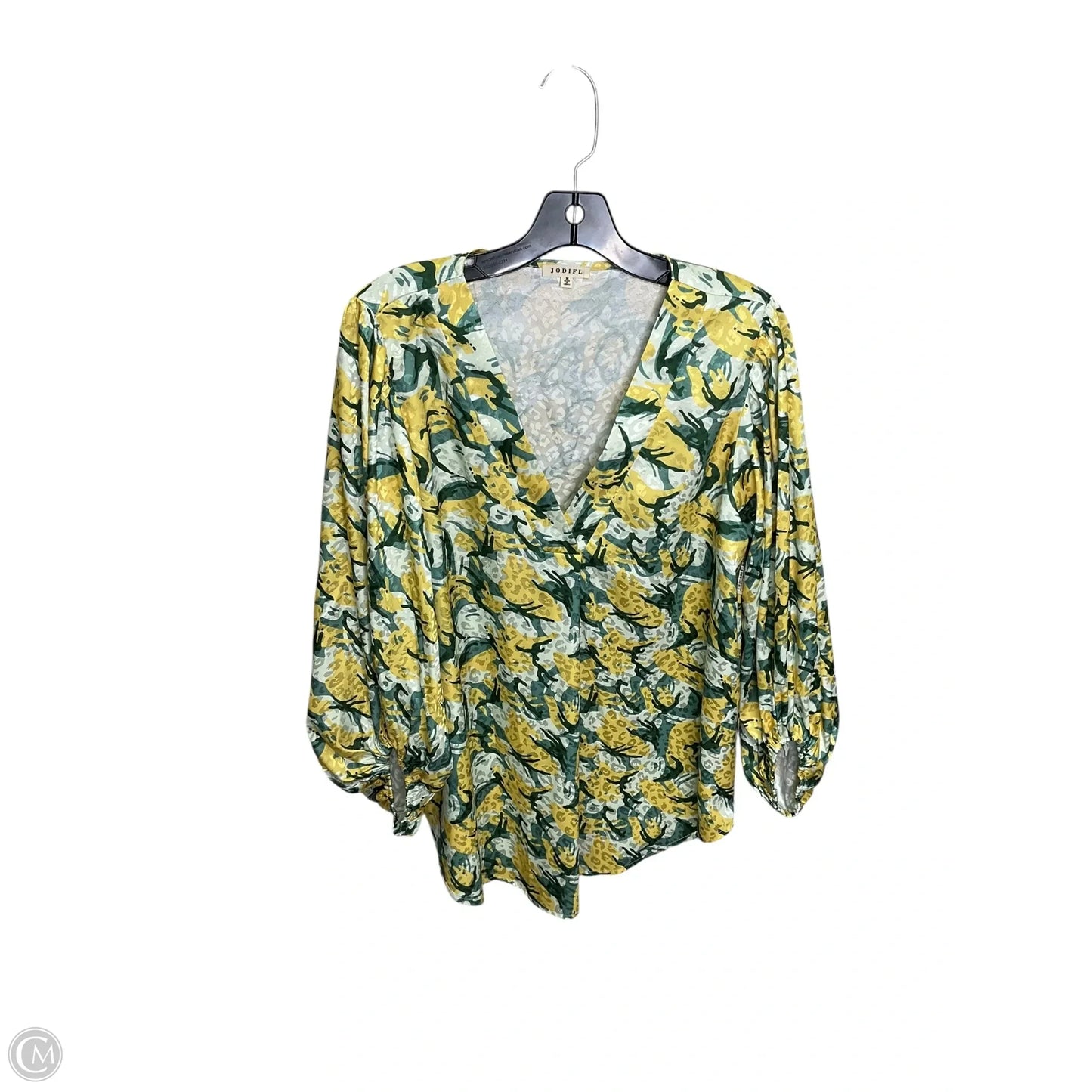 Blouse Long Sleeve By Jodifl In Green & Yellow, Size: M