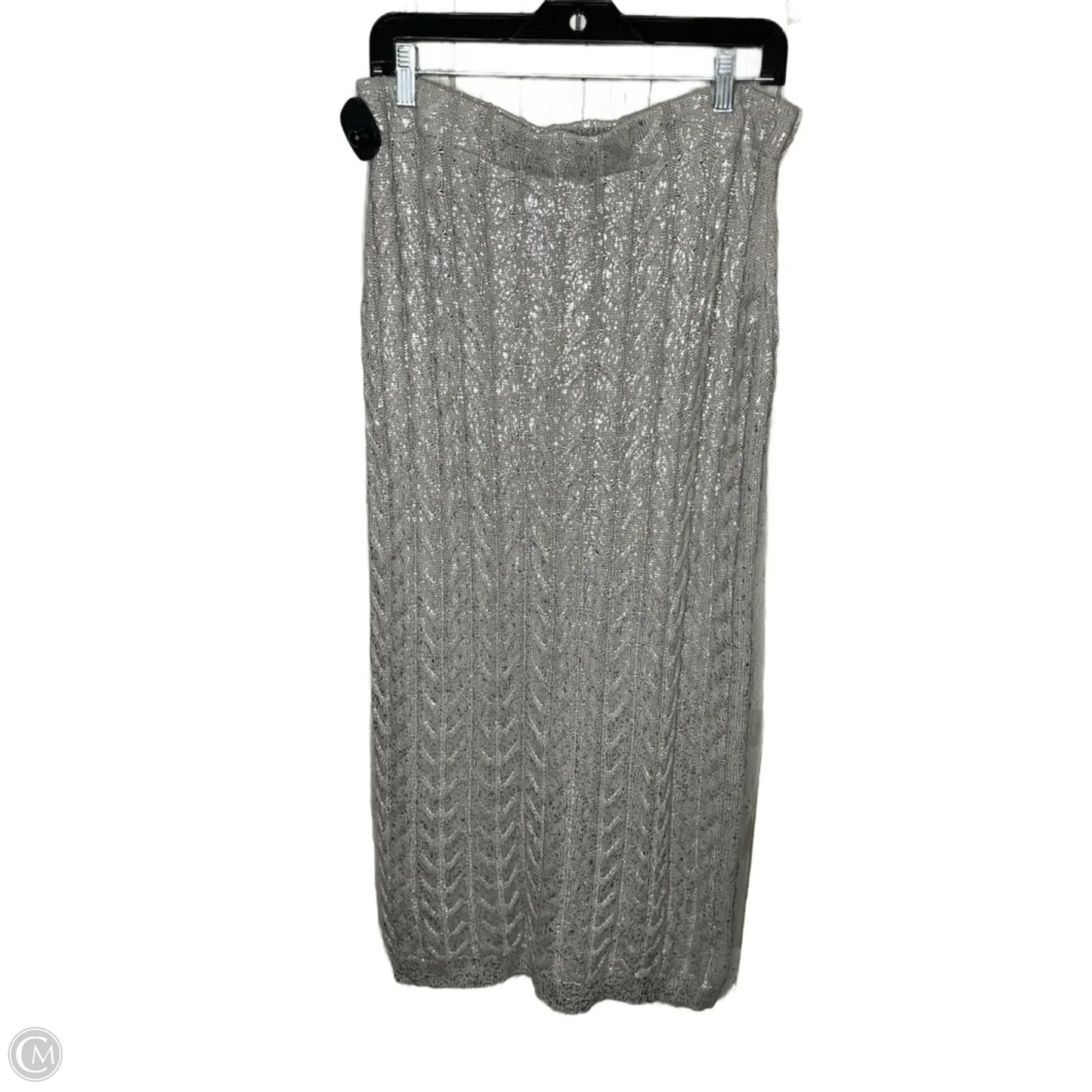 Skirt Maxi By Vince Camuto In Silver, Size: L
