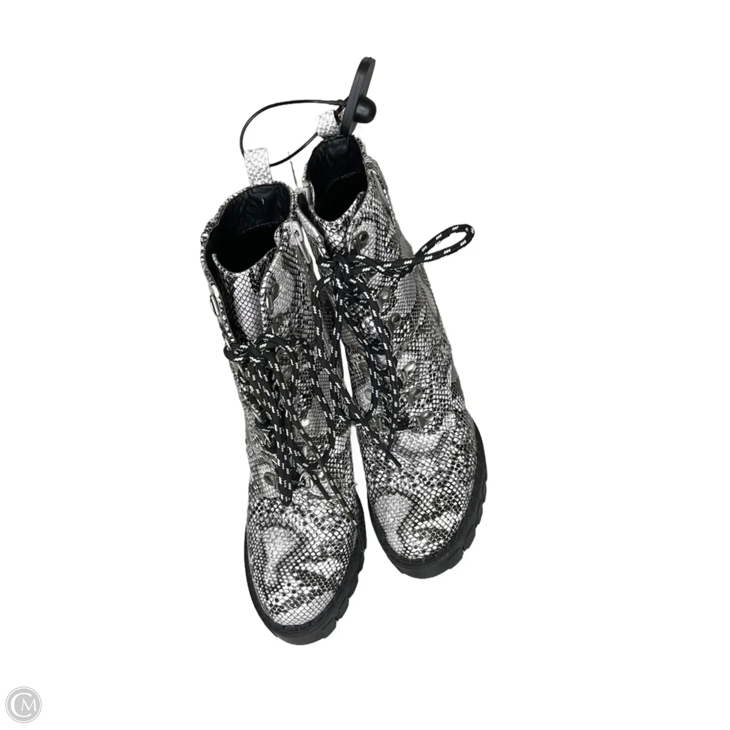 Boots Ankle Heels By Pretty Little Thing In Snakeskin Print, Size: 9