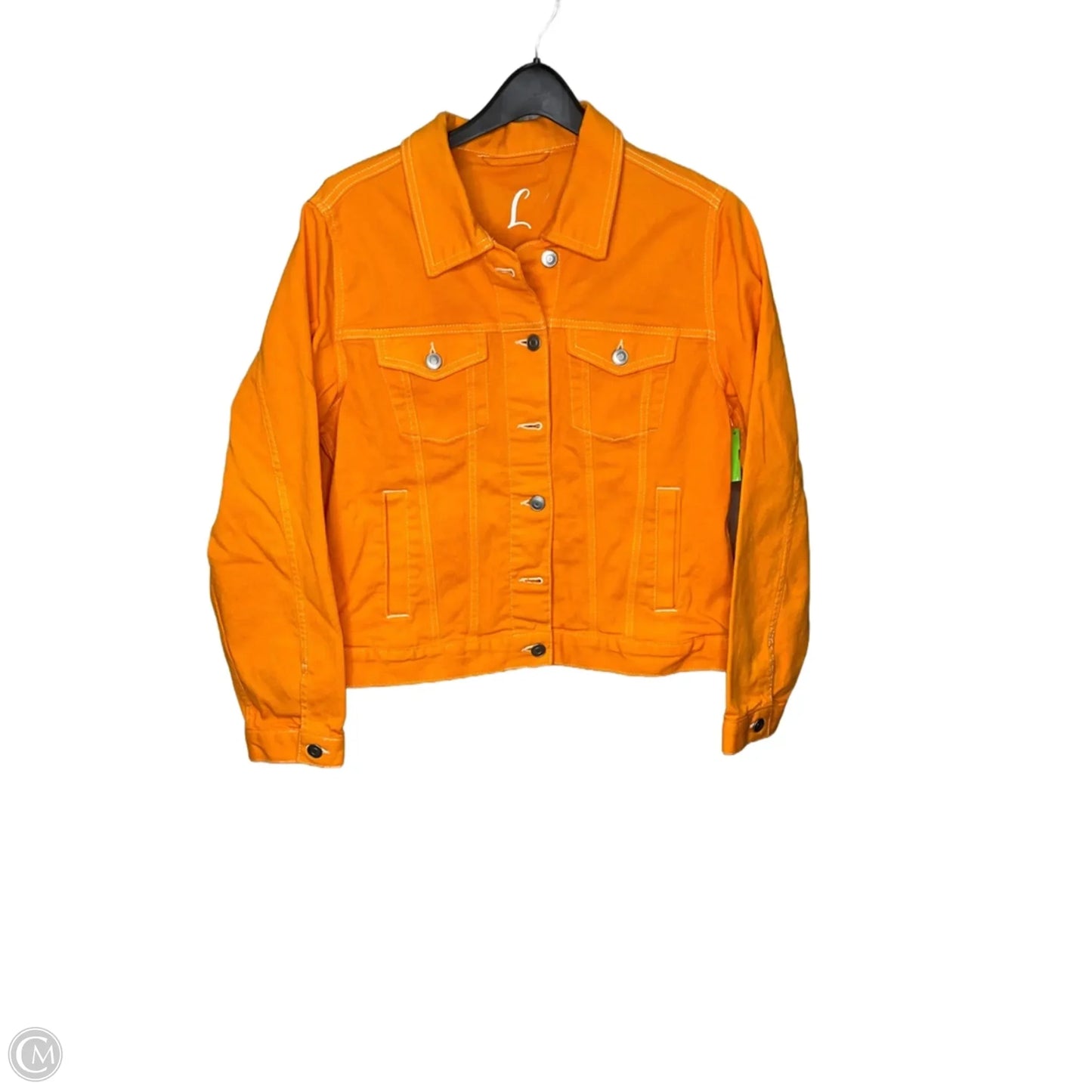 Jacket Denim By Clothes Mentor In Orange, Size: L