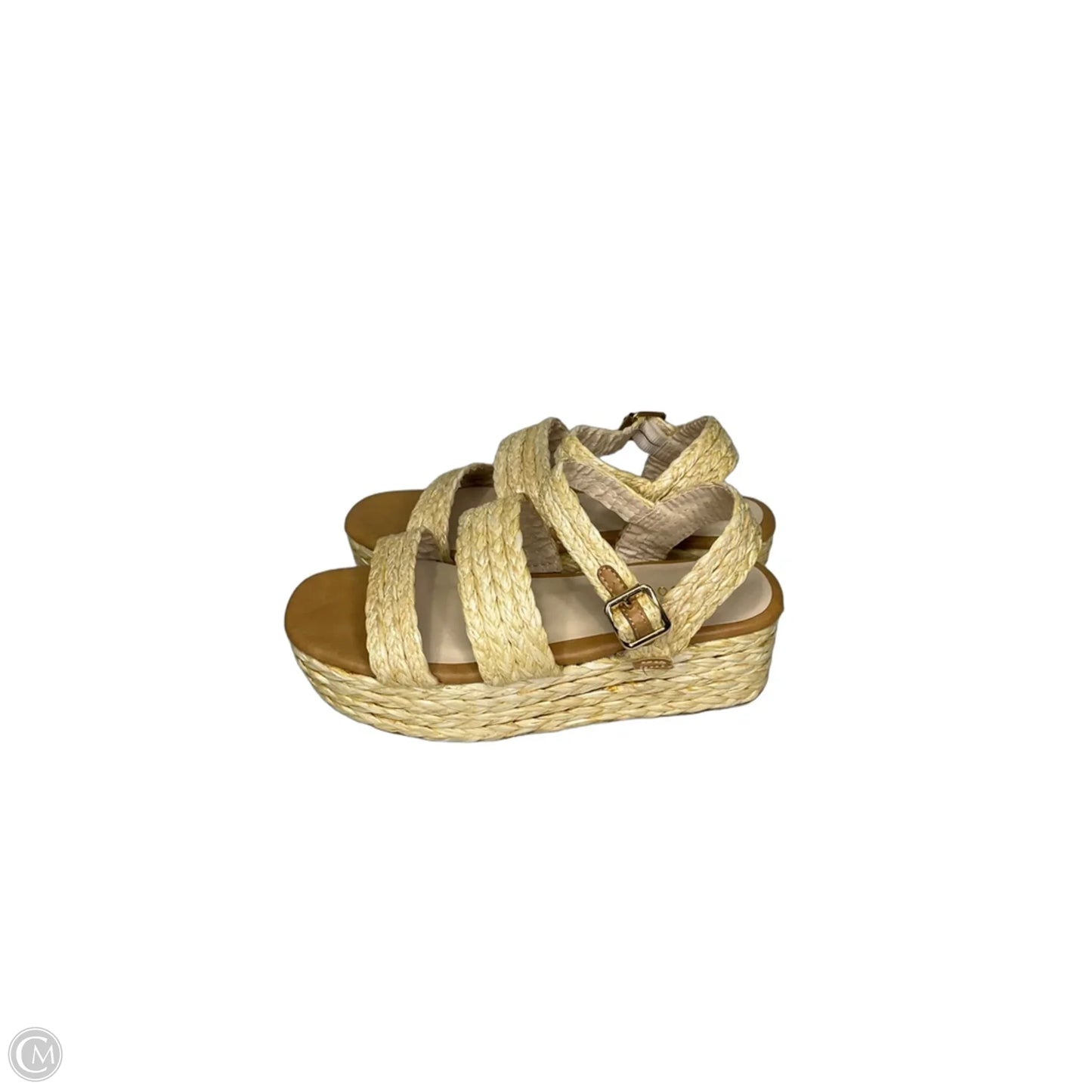 Sandals Heels Platform By Bamboo In Beige, Size: 5.5