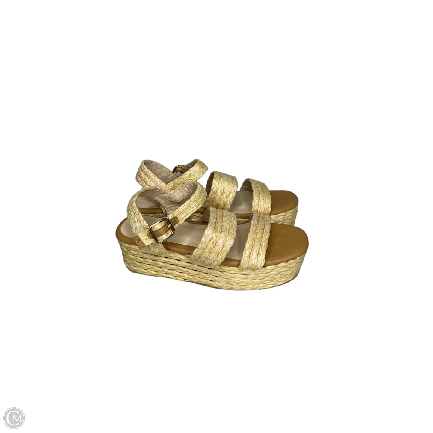 Sandals Heels Platform By Bamboo In Beige, Size: 5.5
