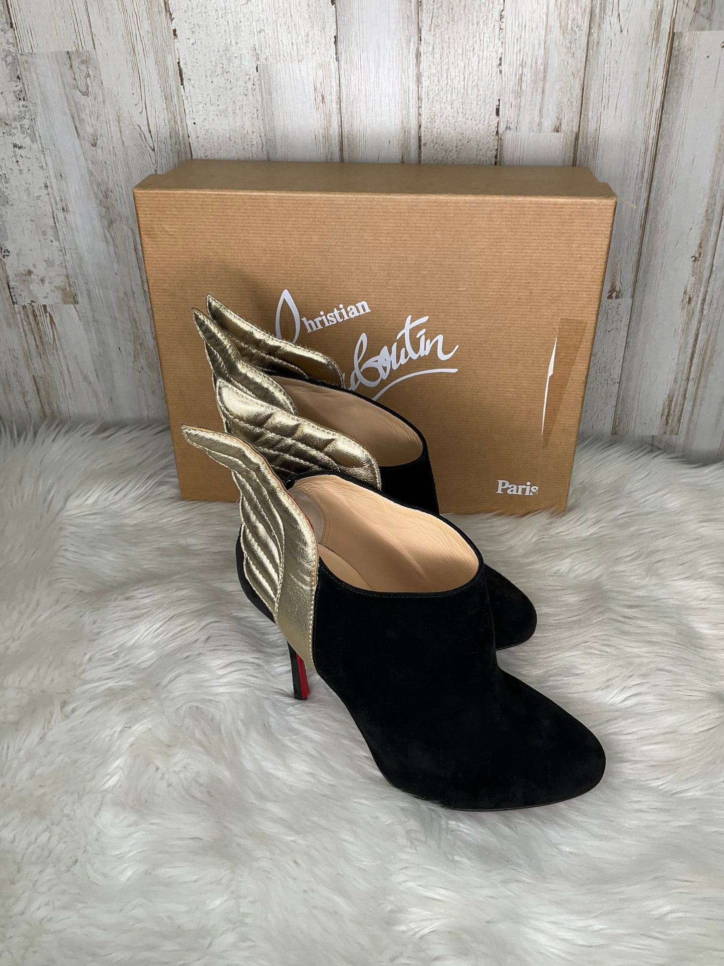 Black Boots Ankle Heels Christian Louboutin, Size 7