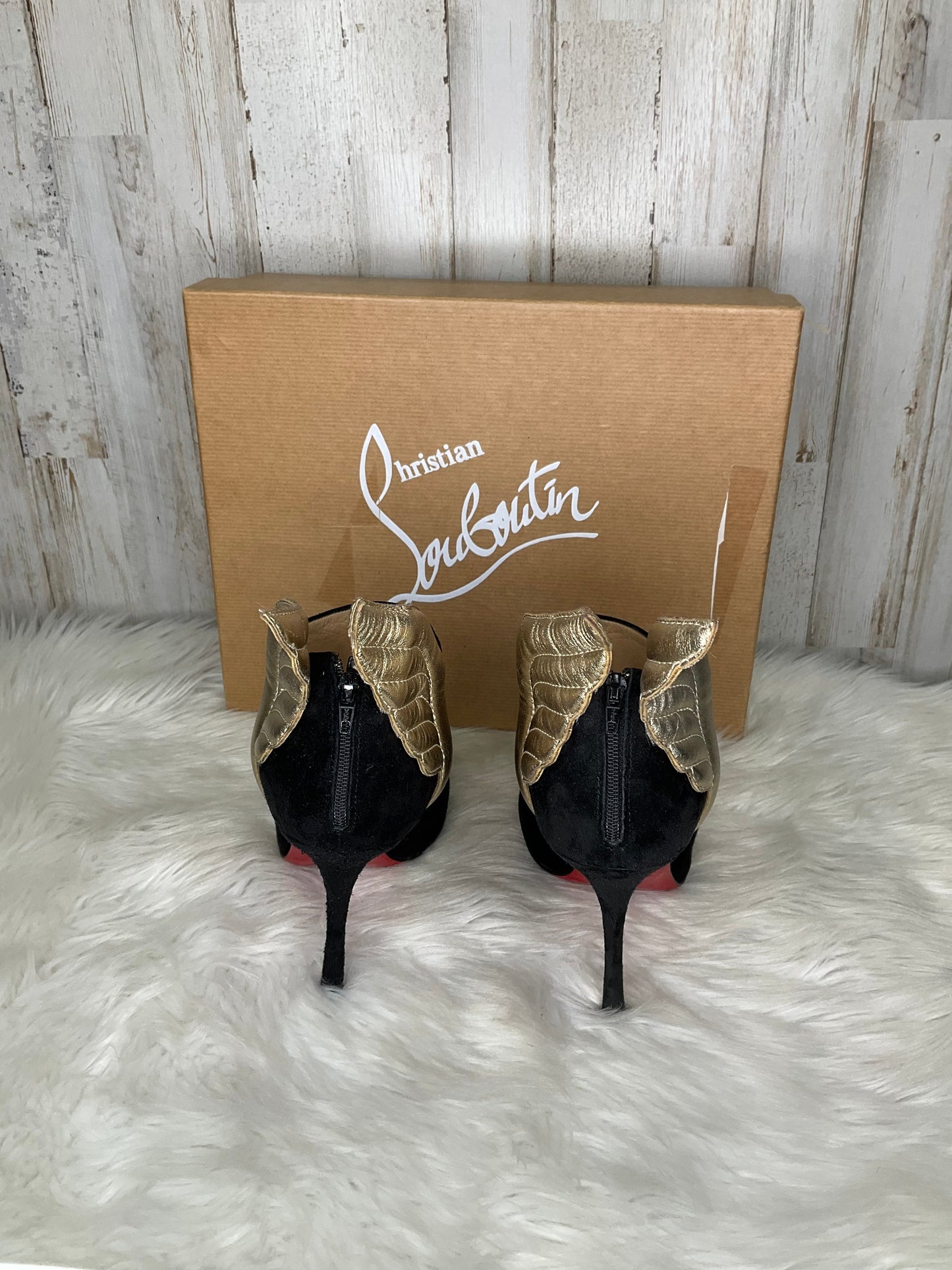 Black Boots Ankle Heels Christian Louboutin, Size 7