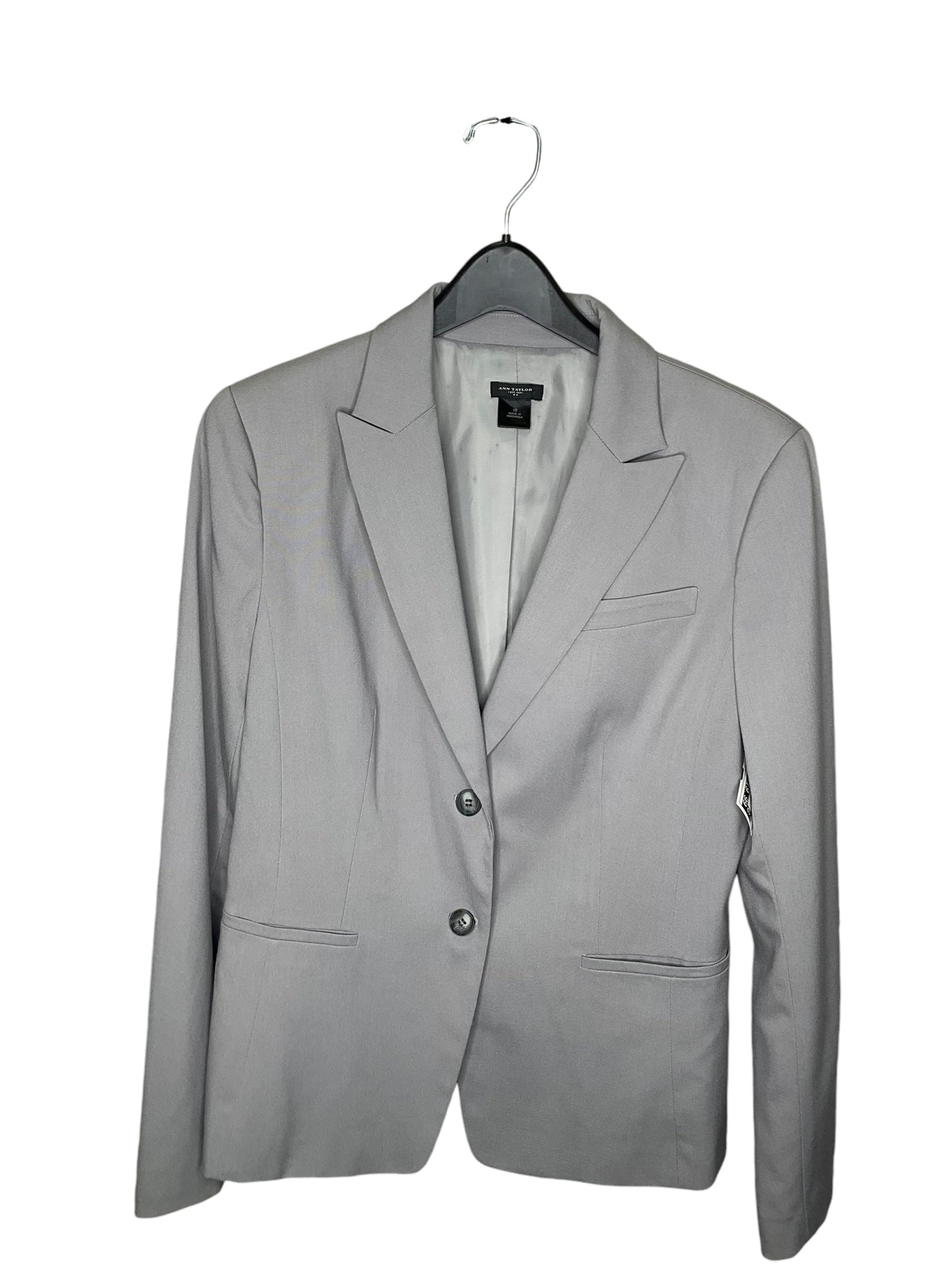 Blazer By Ann Taylor In Grey, Size: 10