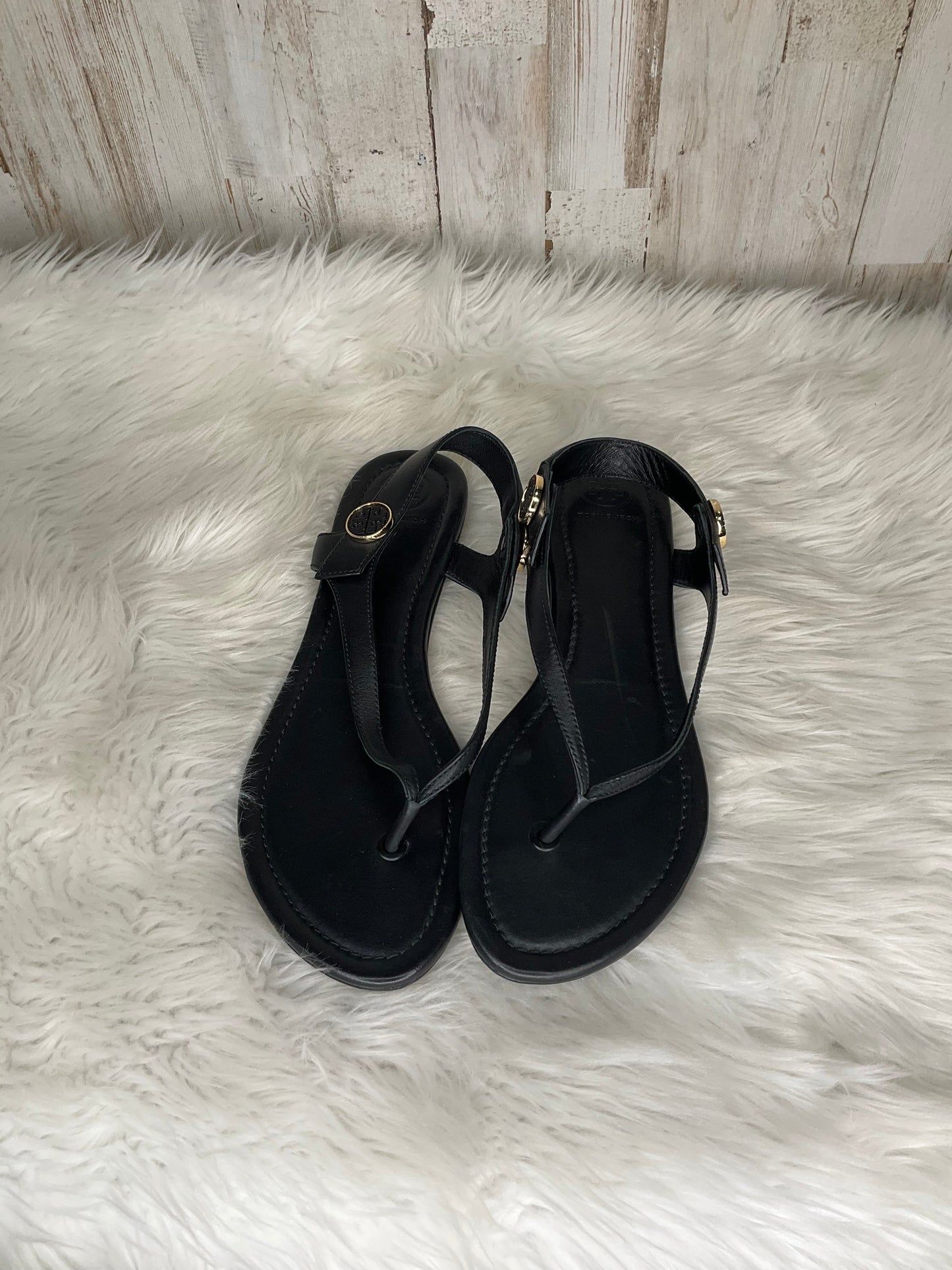 Black Sandals Flats Tory Burch, Size 8.5