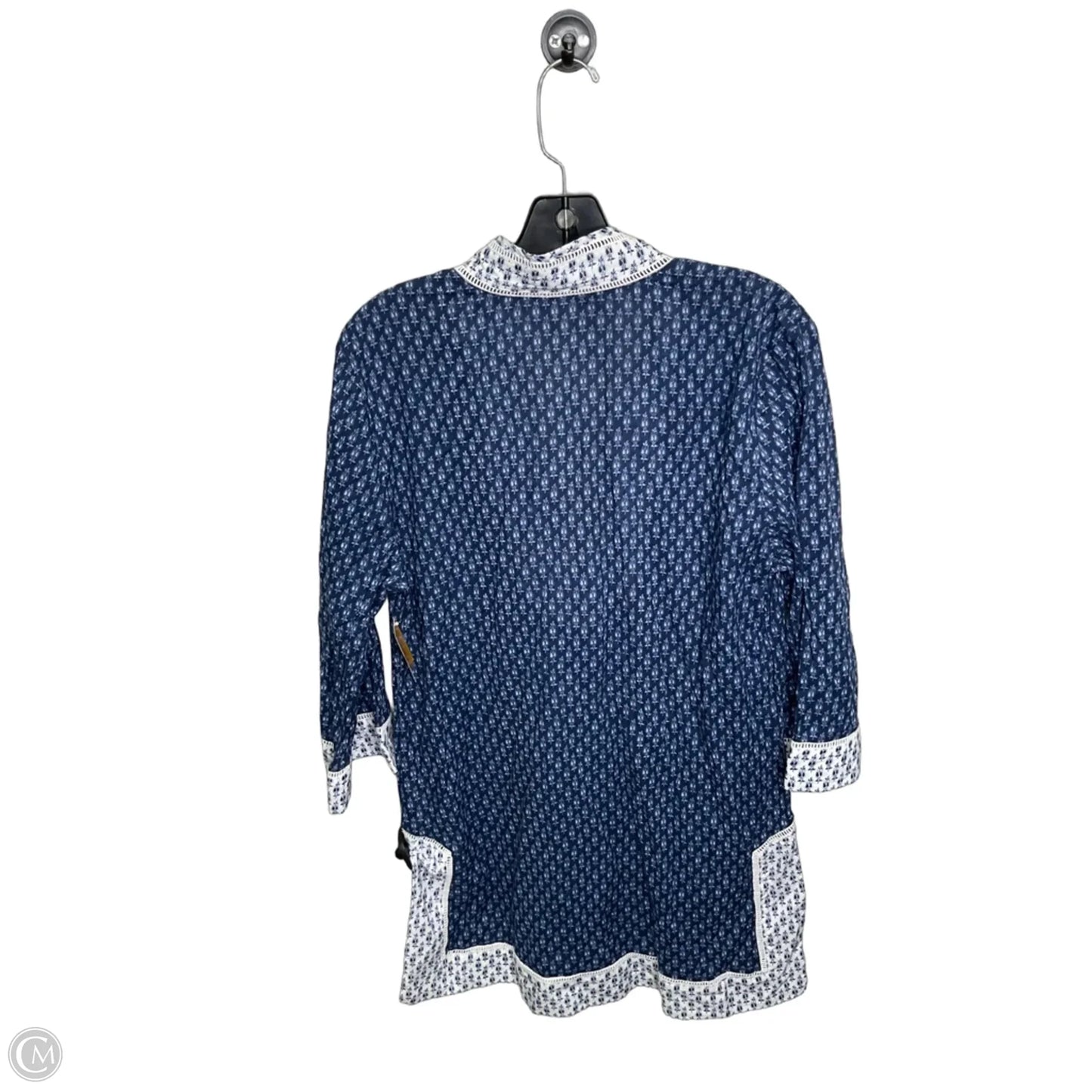 Top 3/4 Sleeve Designer By Tory Burch In Blue, Size: M