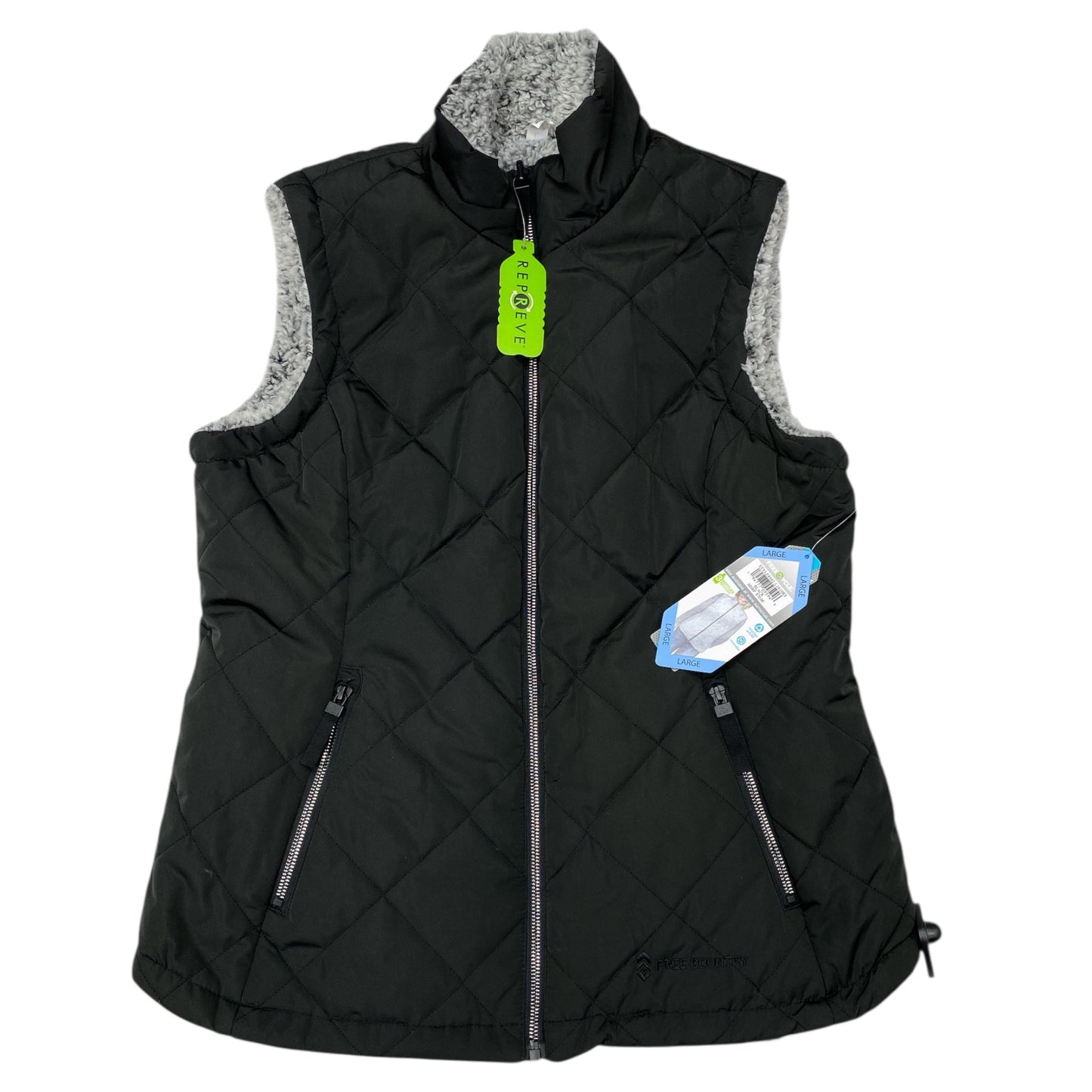 Vest Faux Fur & Sherpa By Clothes Mentor In Black, Size:L