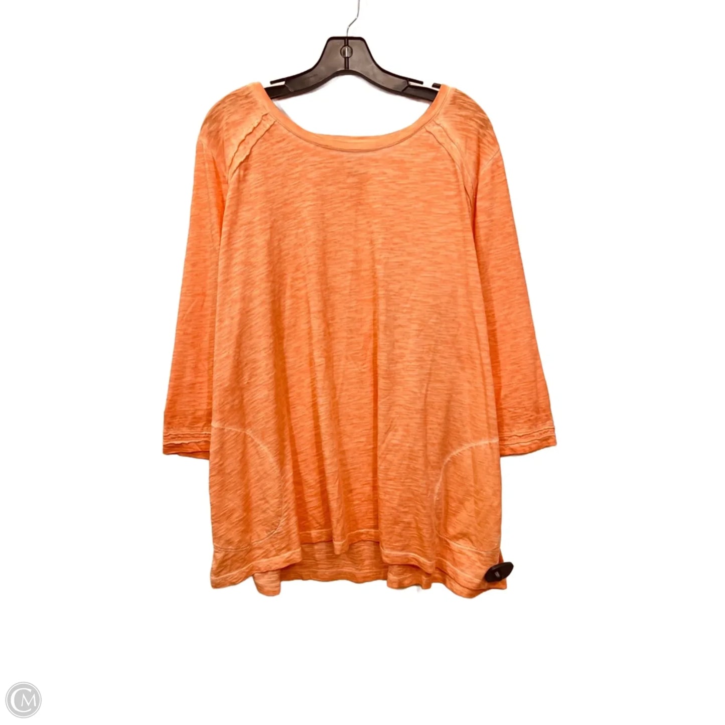 Top 3/4 Sleeve Basic By Logo In Orange, Size: 2x