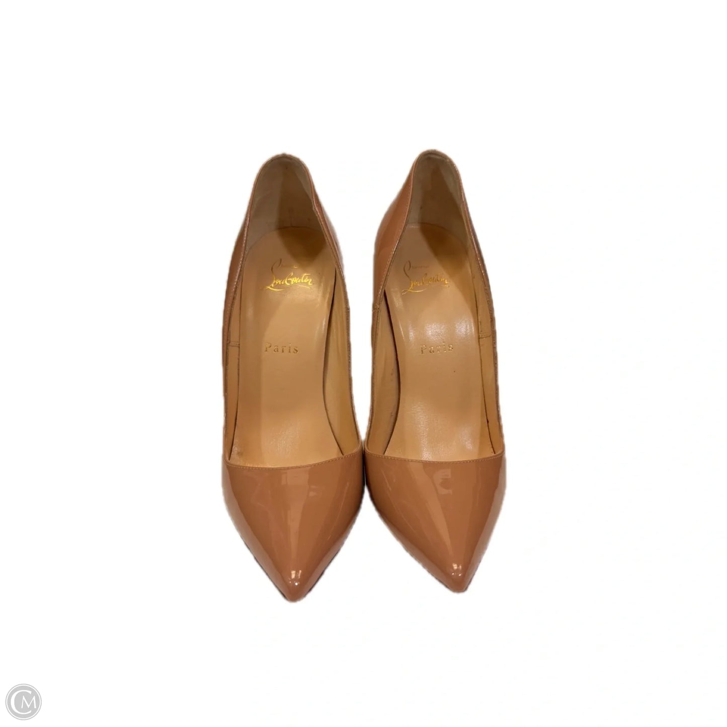 Shoes Luxury Designer By Christian Louboutin In Tan, Size: 9.5