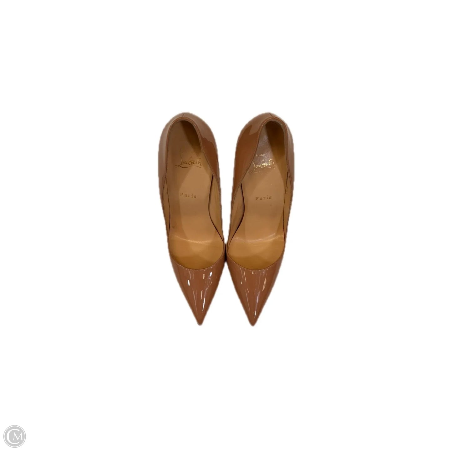 Shoes Luxury Designer By Christian Louboutin In Tan, Size: 9.5