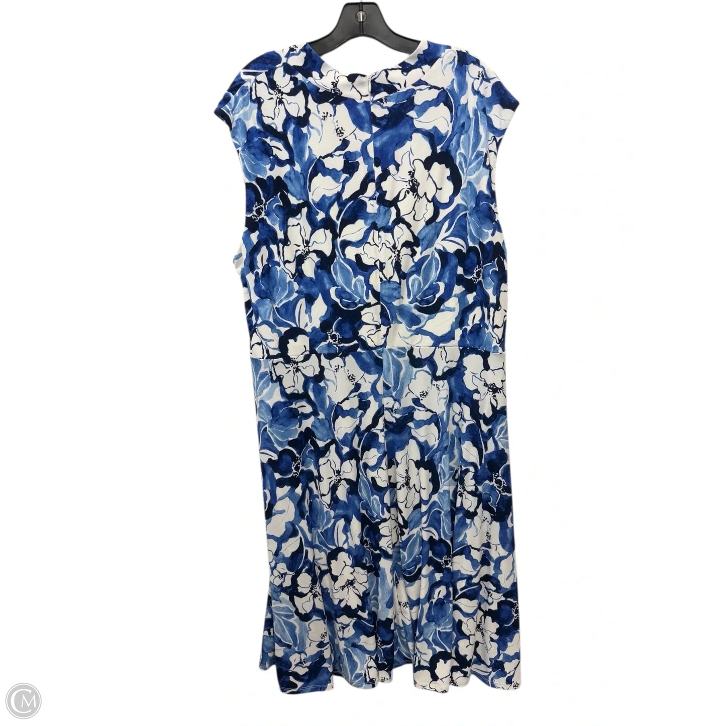 Dress Casual Midi By Jessica Howard In Blue & White, Size: 3x