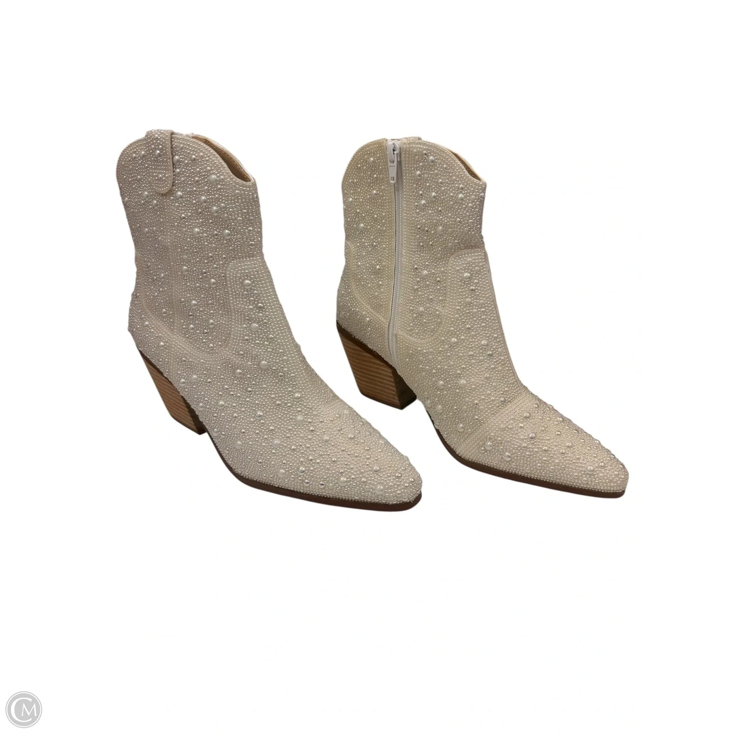 Boots Western By Betsey Johnson In Ivory, Size: 8